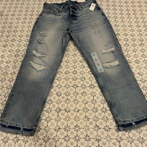 Old Navy High Rise Super Slouchy  Size 2 Button Fly Jeans Straight Mid Wash